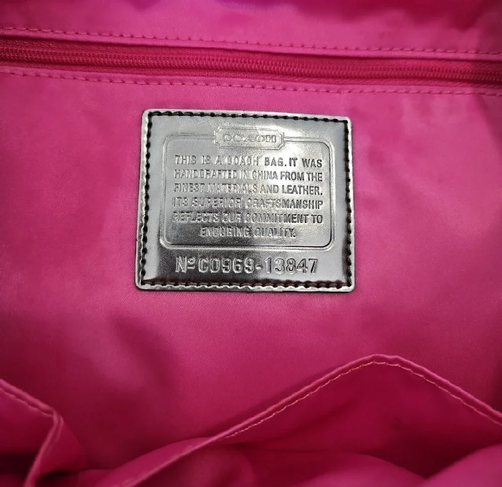 Coach Beige Signature Canvas Purse with Gold Trim